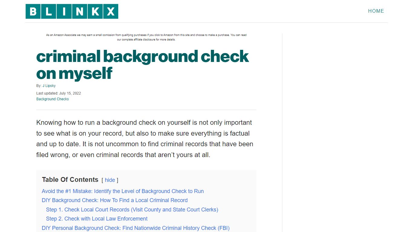 criminal background check on myself - Blinkx